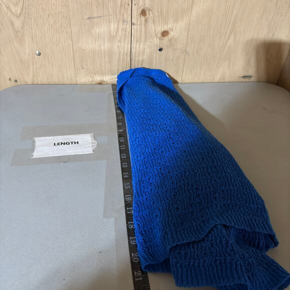 Tanjay Blue Open Knit Cardigan M Boho Minimalist Cottagecore Y2K Indie Knitwear - Picture 6 of 9